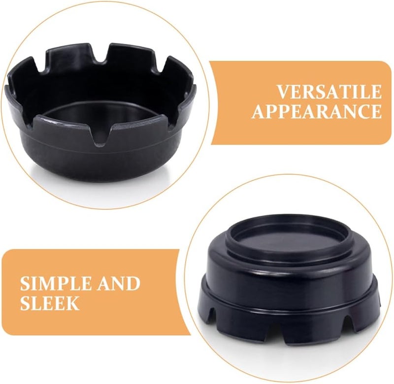 مجموعة منافض سجائر بلاستيكية سوداء 4 قطع مع 8 فتحات للسجائر للاستخدام الداخلي والخارجي - Image 3